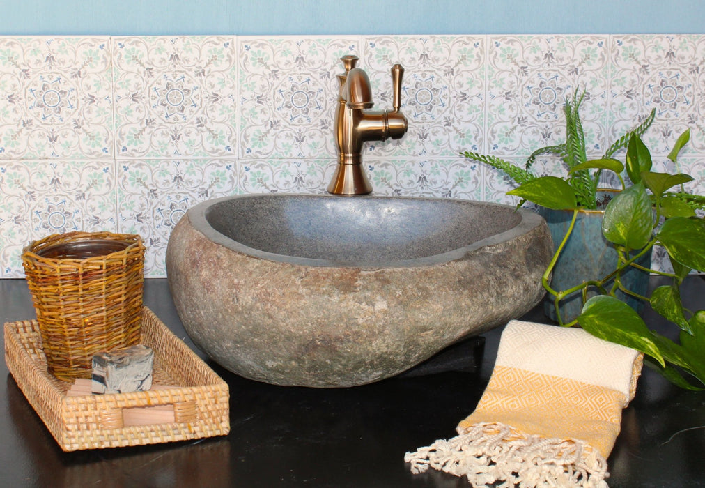 Small River Rock Vessel Sink Twin Matching Set - Solange & Frances