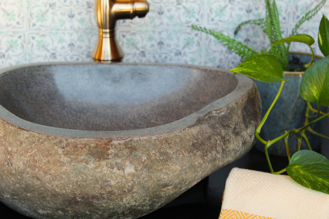 Small River Rock Vessel Sink Twin Matching Set - Solange & Frances