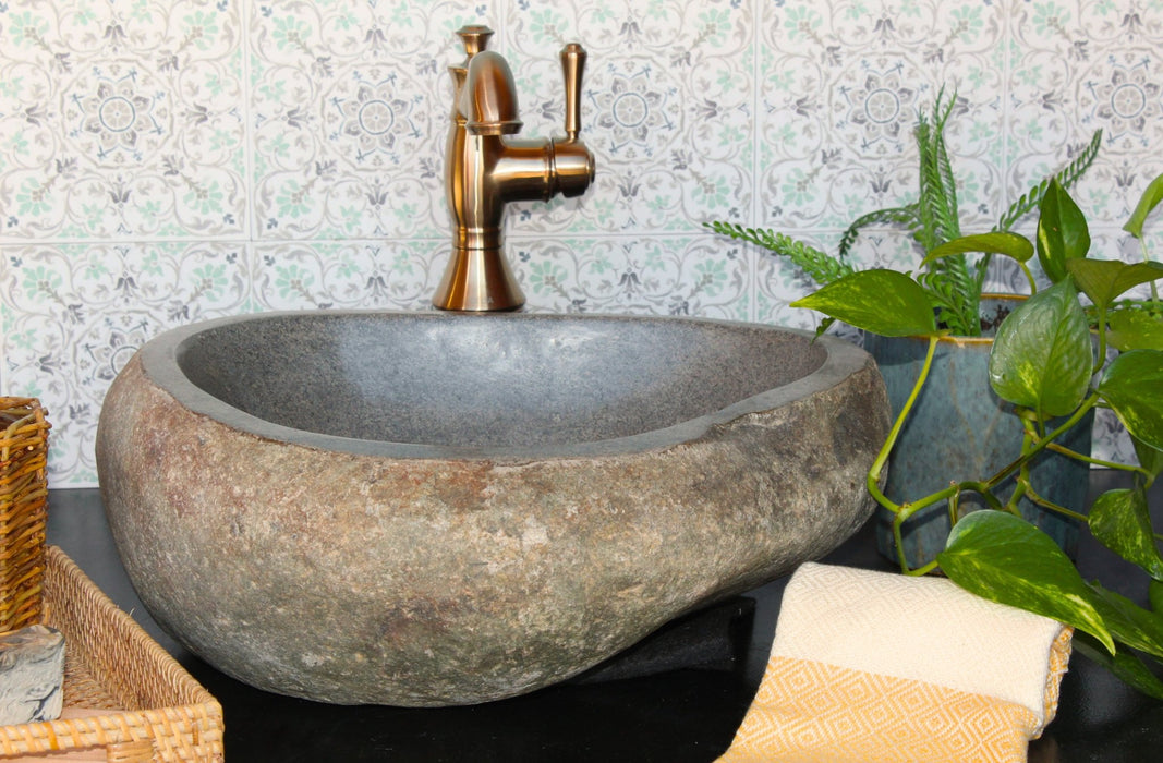 Small River Rock Vessel Sink Twin Matching Set - Solange & Frances