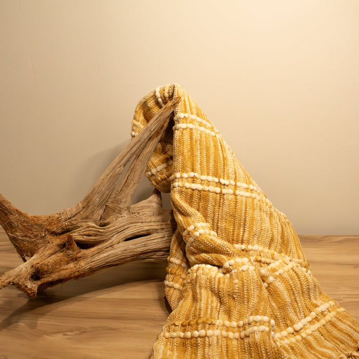 Striped Woven Throw Blanket, Gold - Solange & Frances