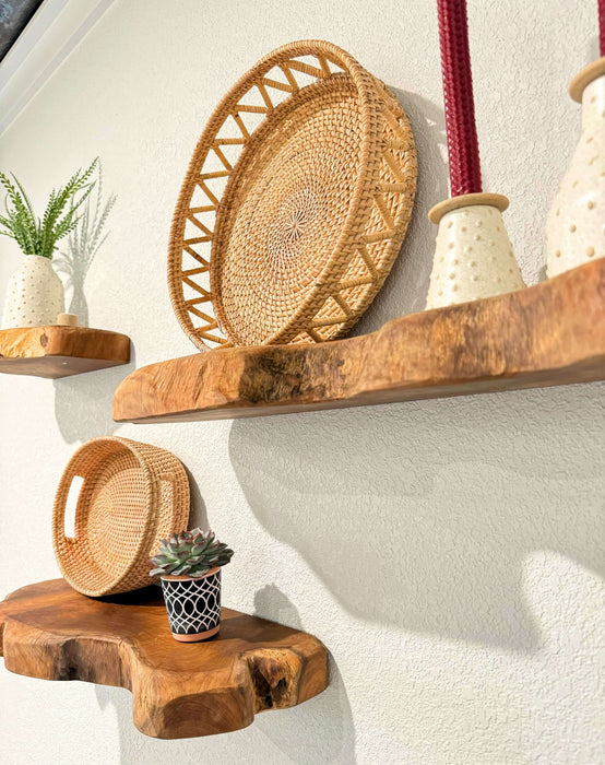 Teak Live Edge Wall Shelf - Floating Shelf for Home Decor - X long - Solange & Frances