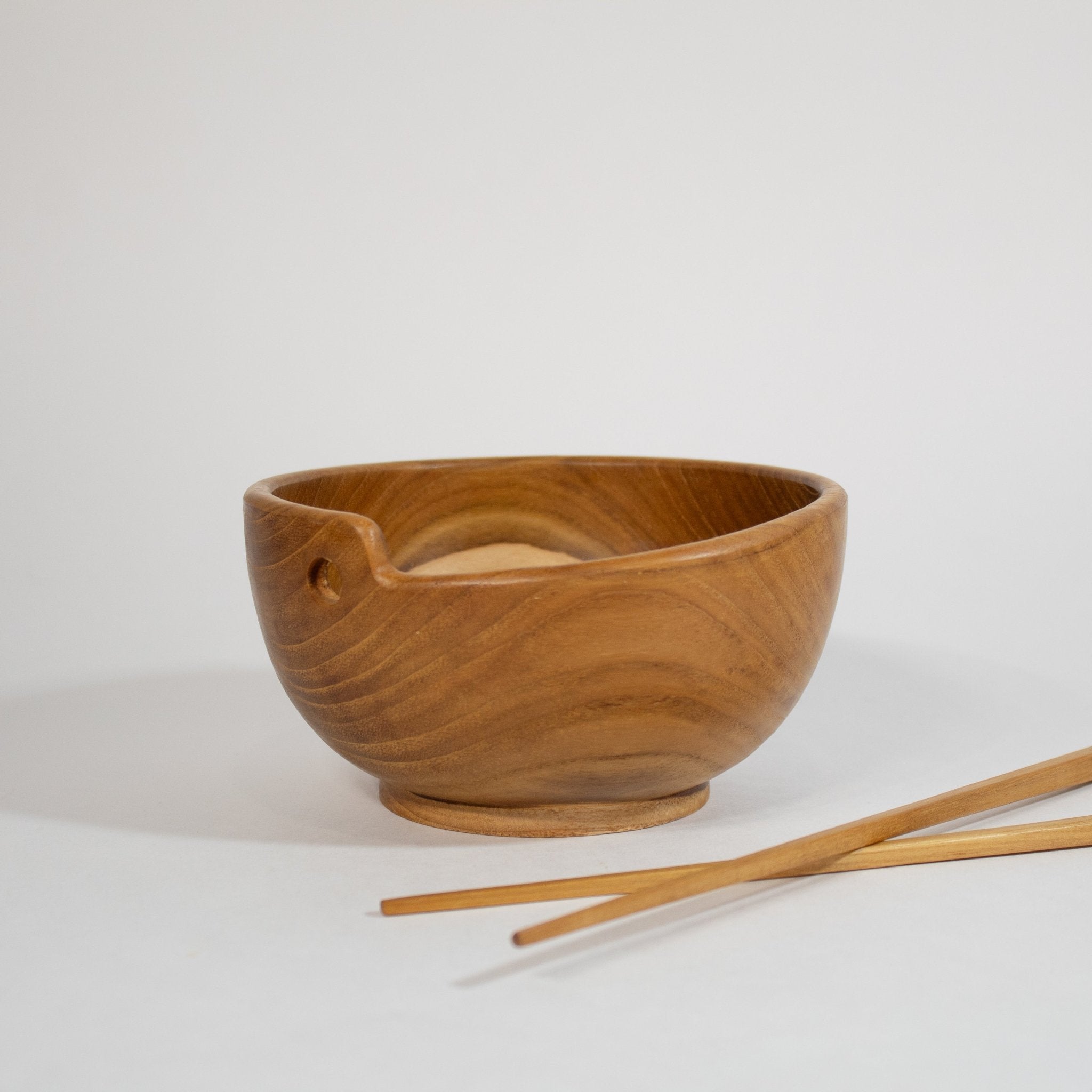 Teak Serving Bowl Wooden Chopstick Set - Solange & Frances