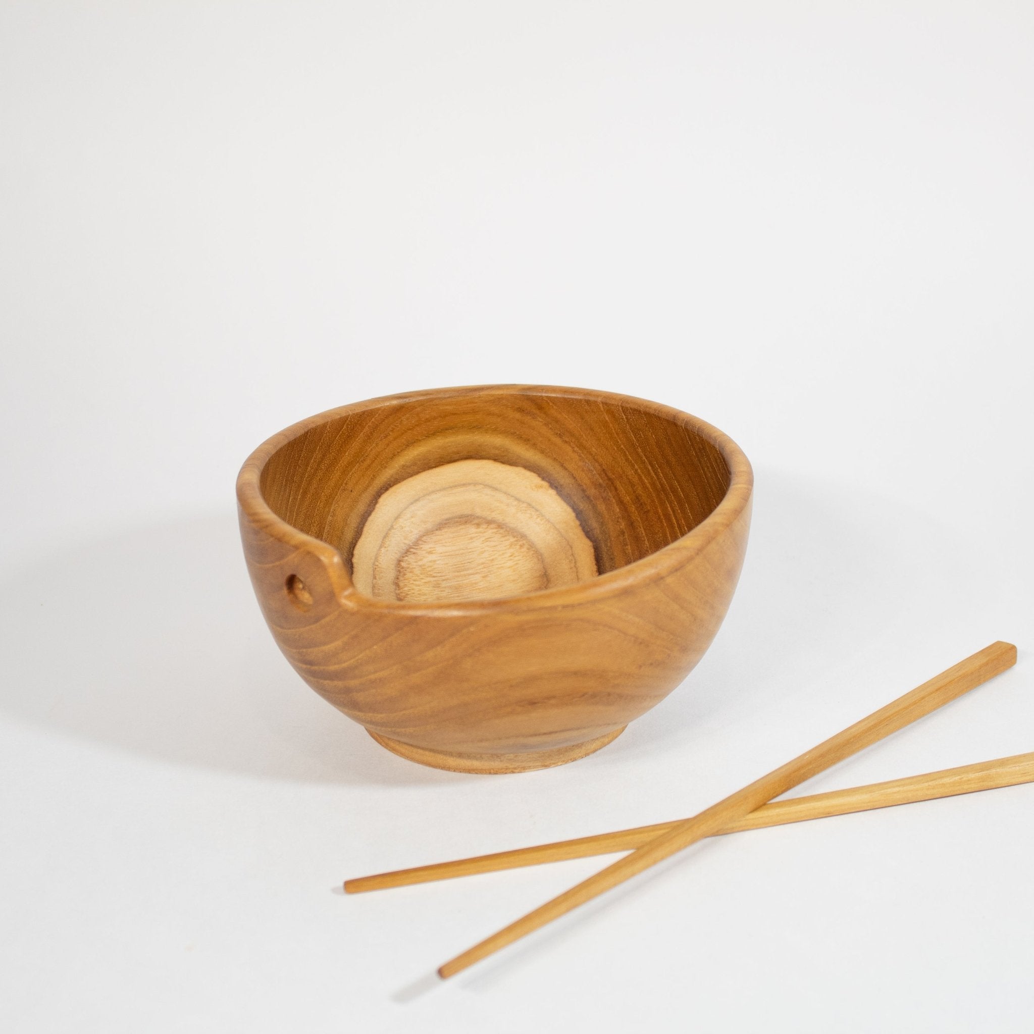 Teak Serving Bowl Wooden Chopstick Set - Solange & Frances