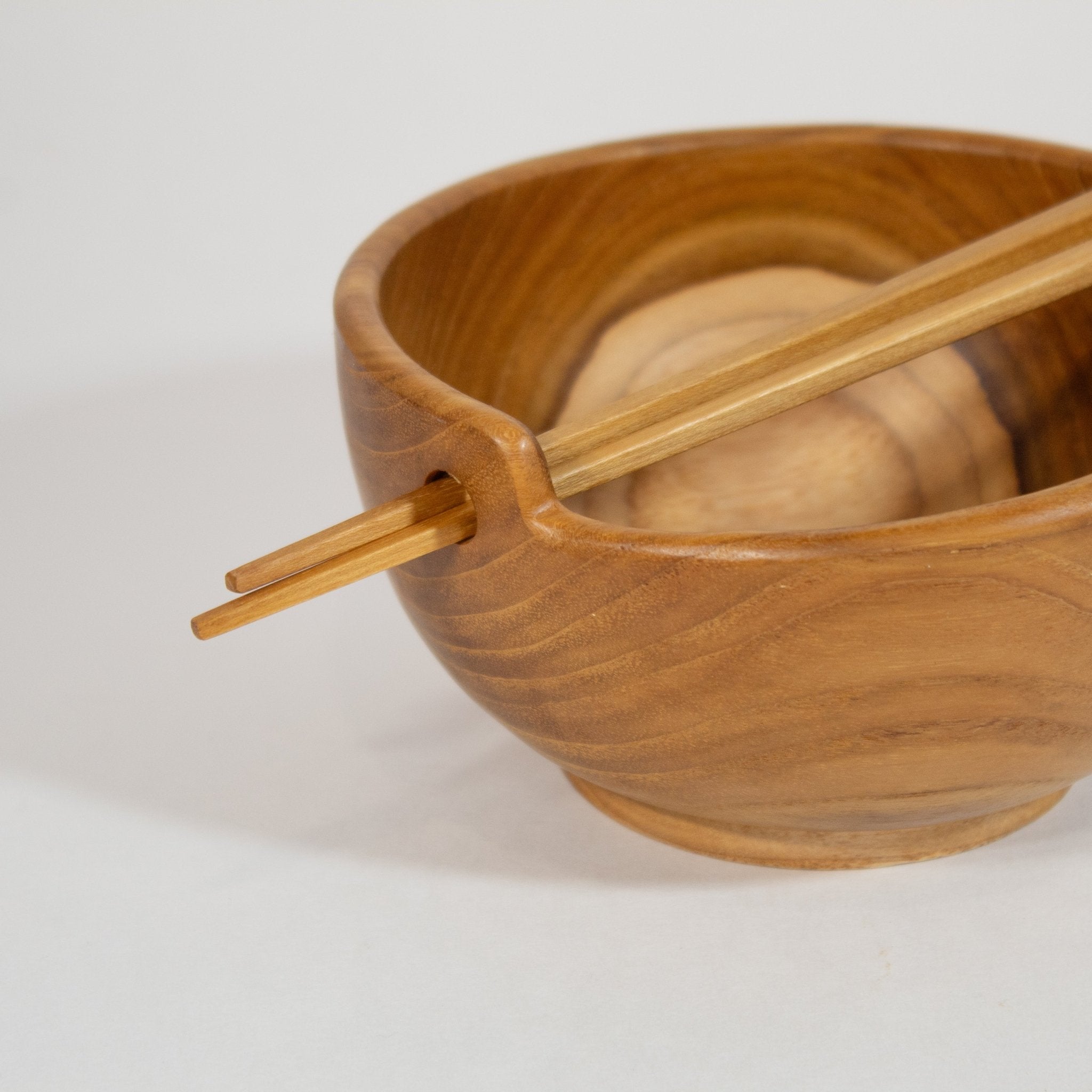 Teak Serving Bowl Wooden Chopstick Set - Solange & Frances