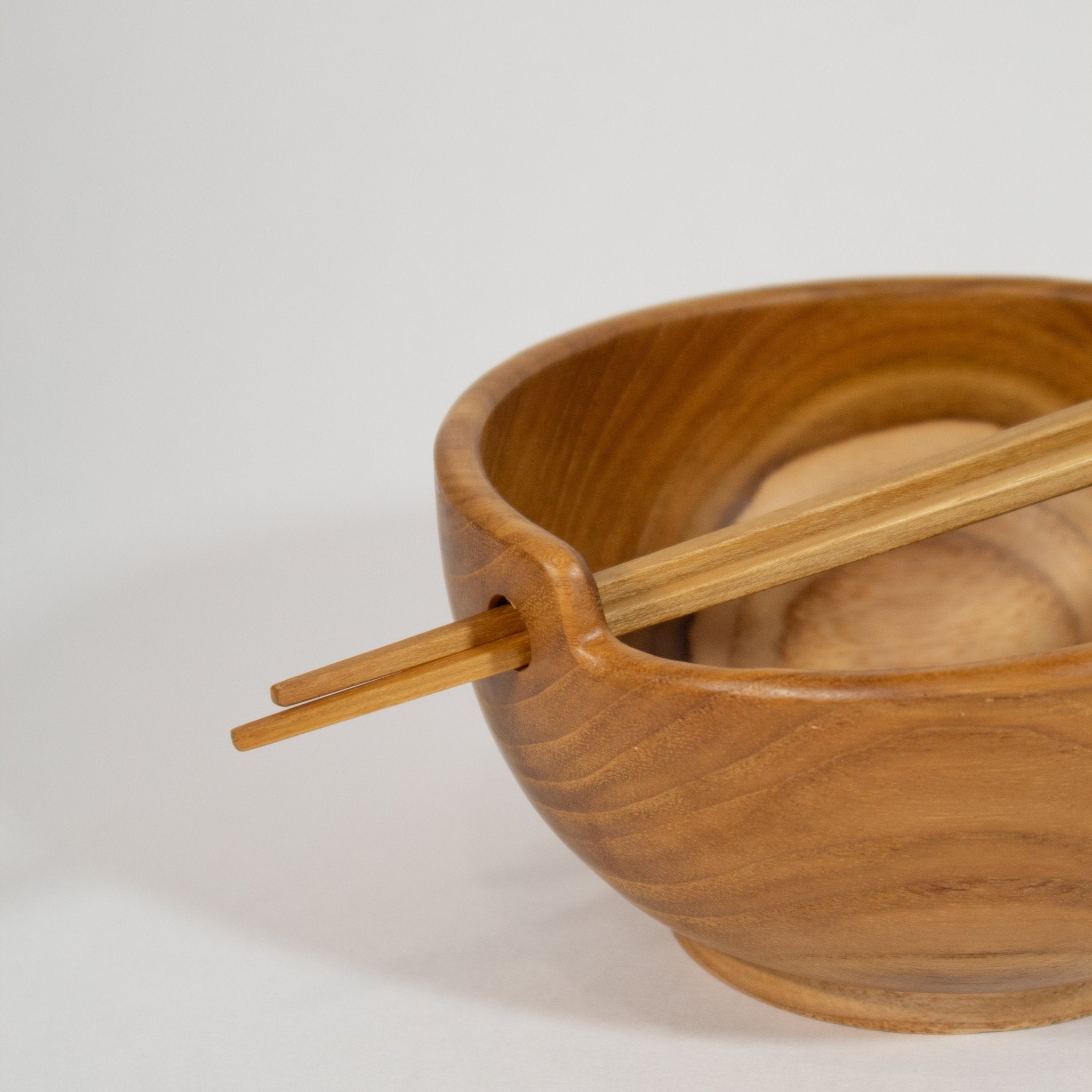 Teak Serving Bowl Wooden Chopstick Set - Solange & Frances