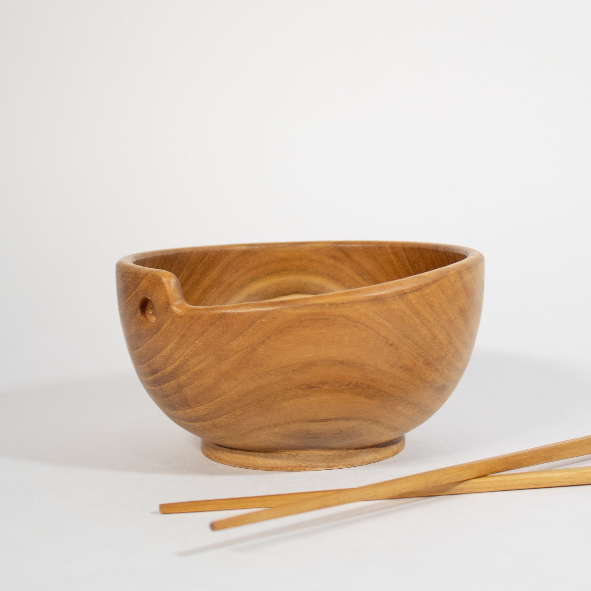 Teak Serving Bowl Wooden Chopstick Set - Solange & Frances