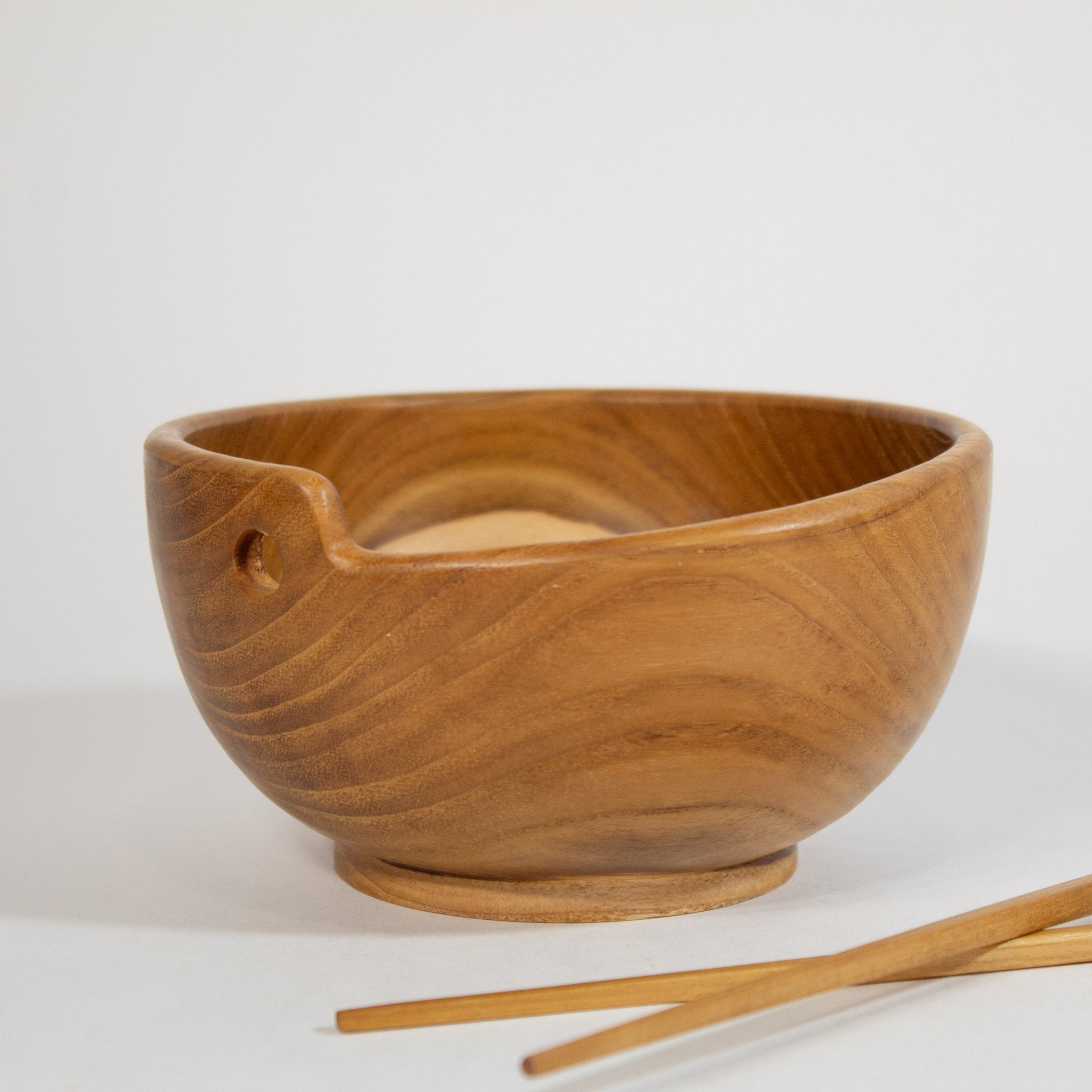 Teak Serving Bowl Wooden Chopstick Set - Solange & Frances