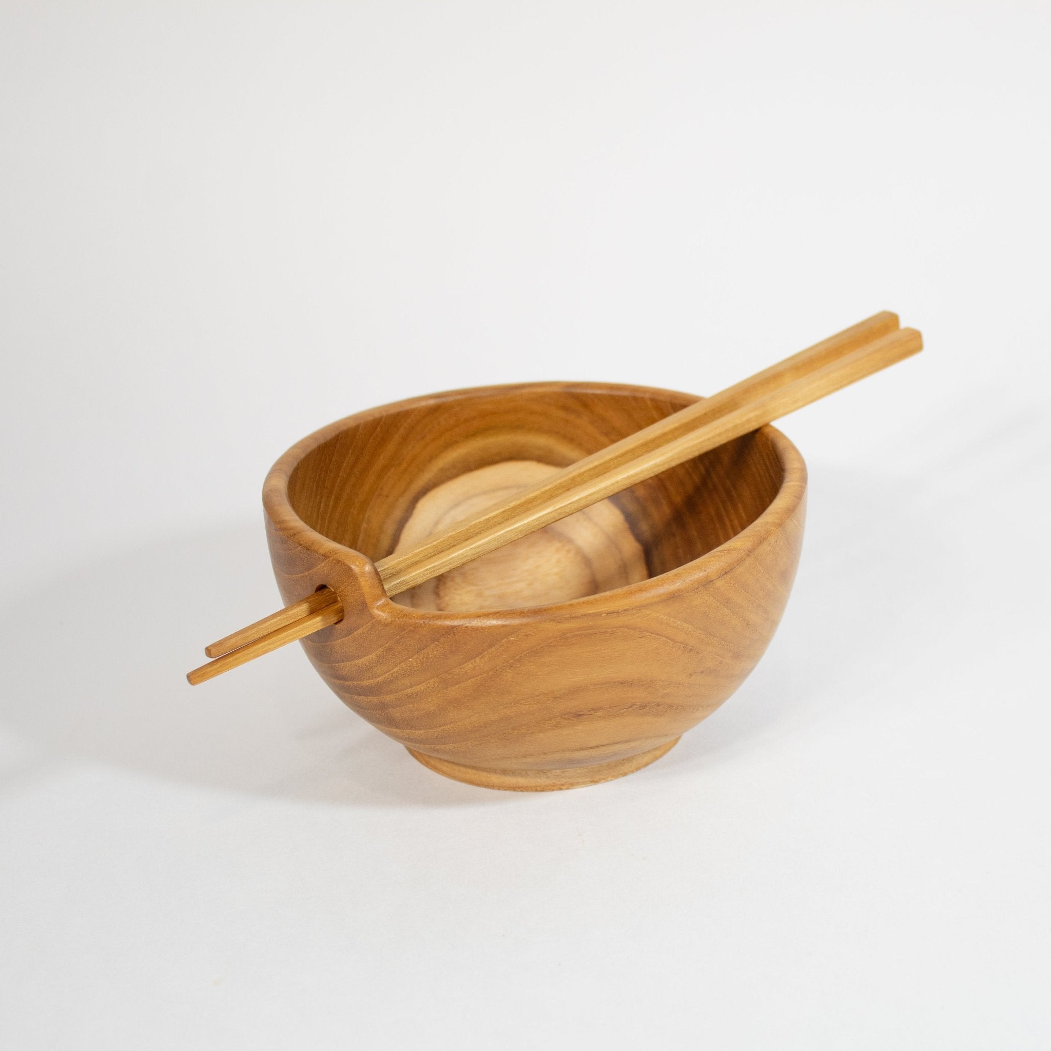 Teak Serving Bowl Wooden Chopstick Set - Solange & Frances