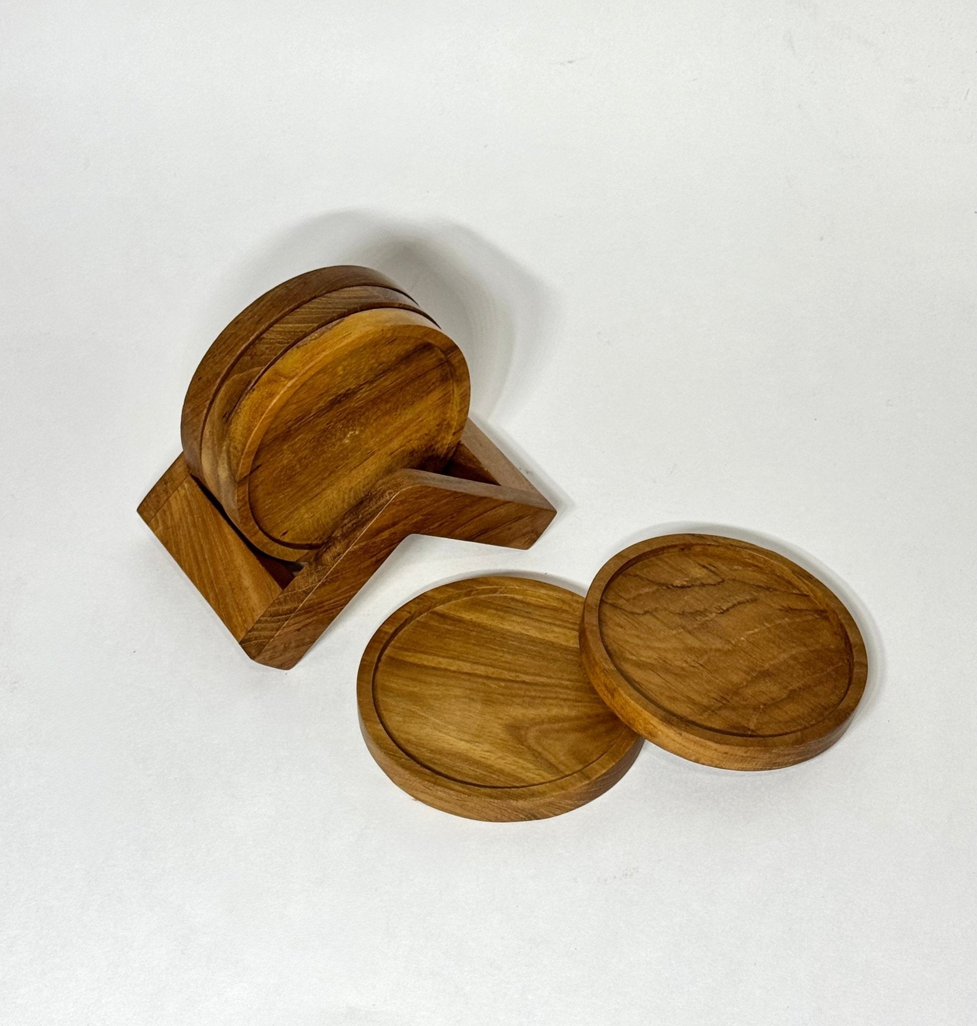 Teak Wood Coasters + Holder - Solange & Frances