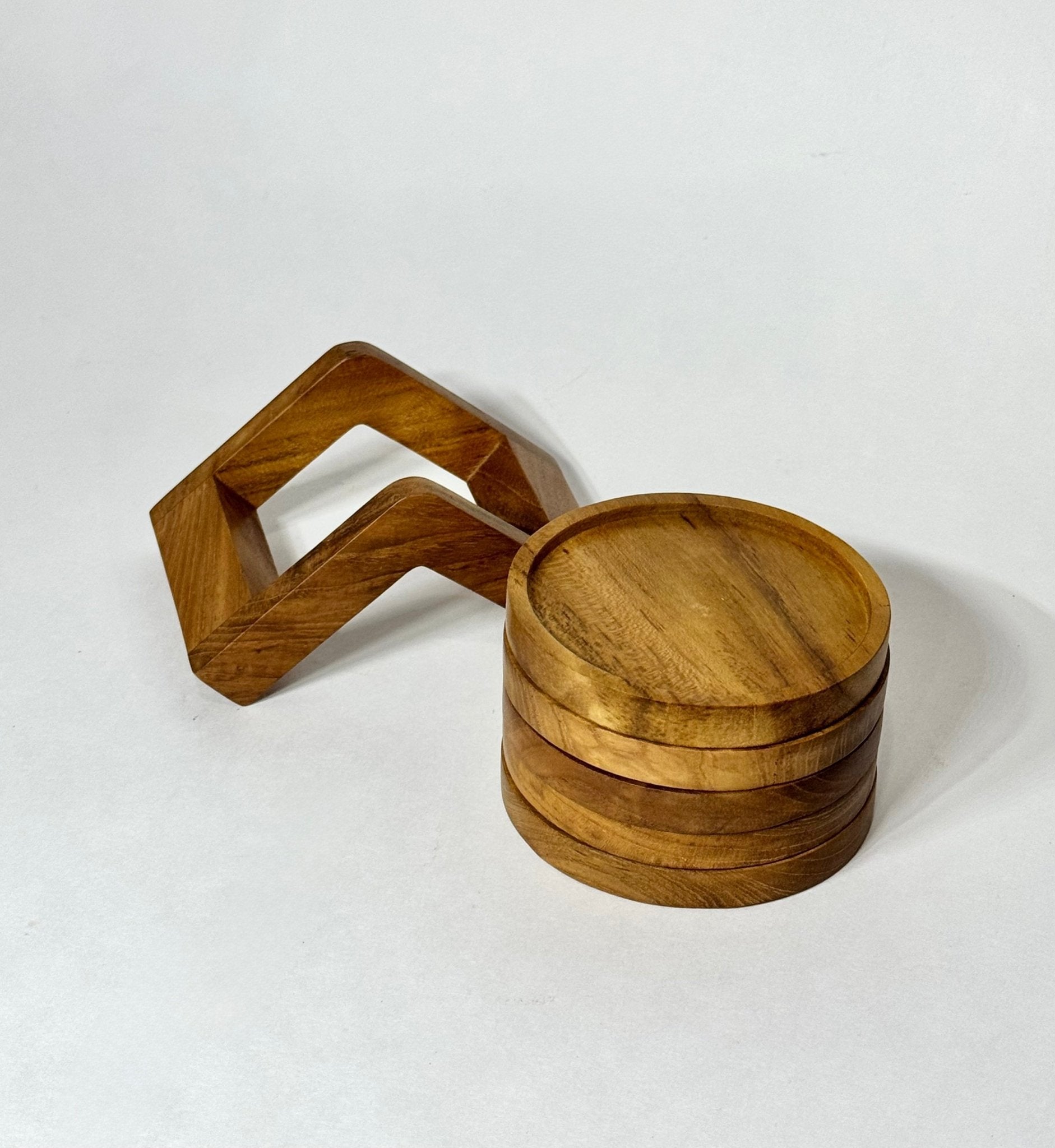 Teak Wood Coasters + Holder - Solange & Frances