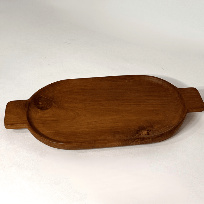 Teak Wood Oval Tray w/ Handles - Solange & Frances
