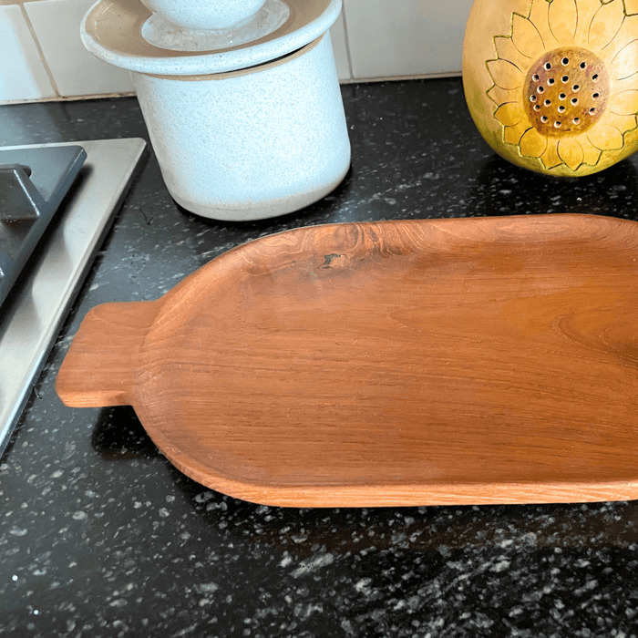 Teak Wood Oval Tray w/ Handles - Solange & Frances