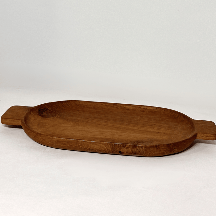 Teak Wood Oval Tray w/ Handles - Solange & Frances