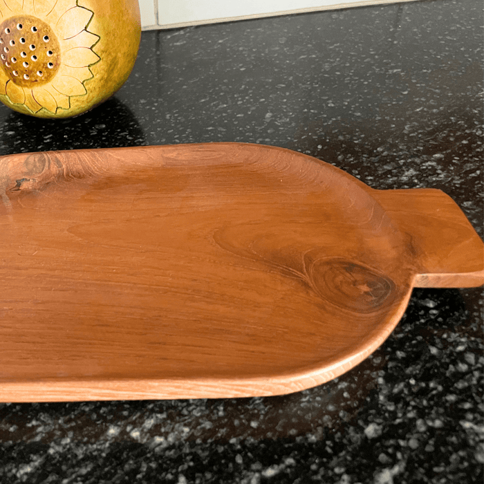 Teak Wood Oval Tray w/ Handles - Solange & Frances