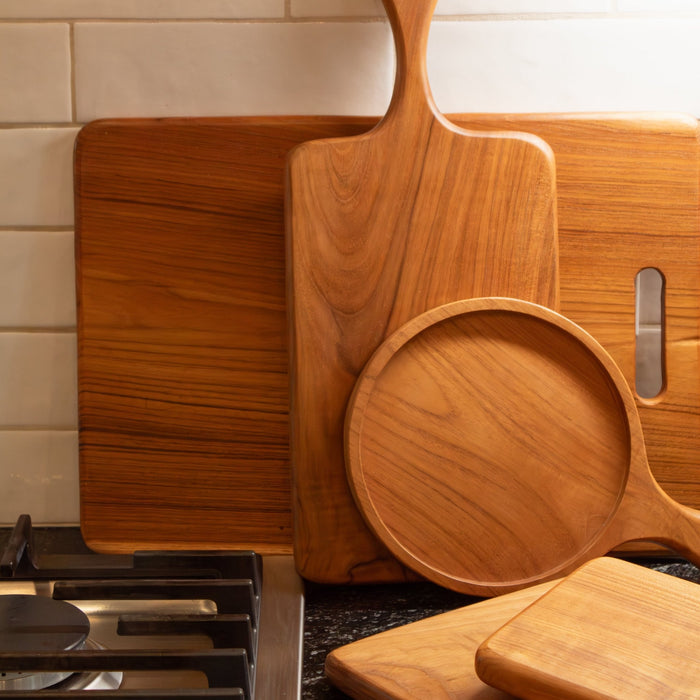 Teak Wood Rectangular Board w/ Handle - Solange & Frances