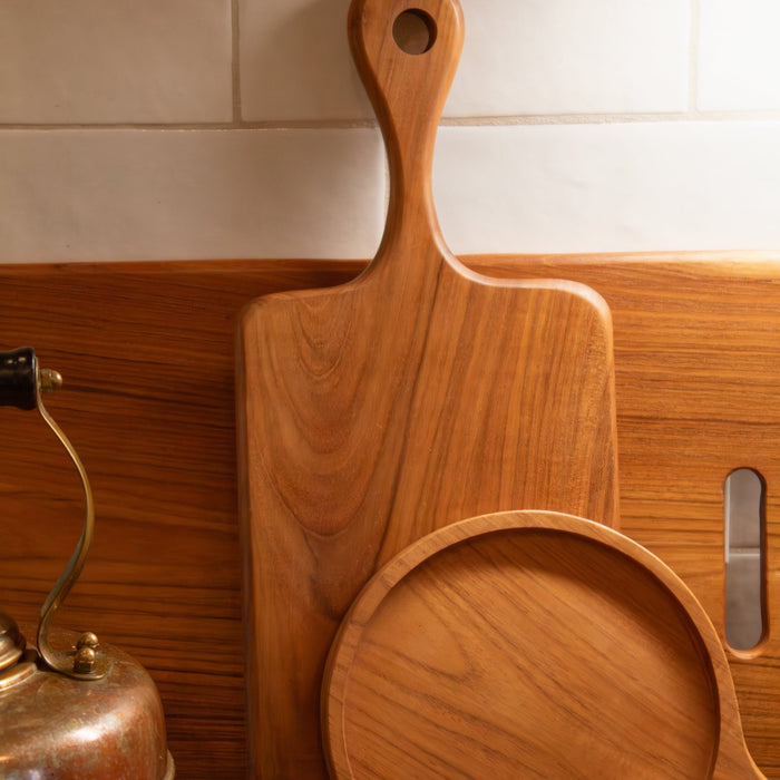 Teak Wood Rectangular Board w/ Handle - Solange & Frances