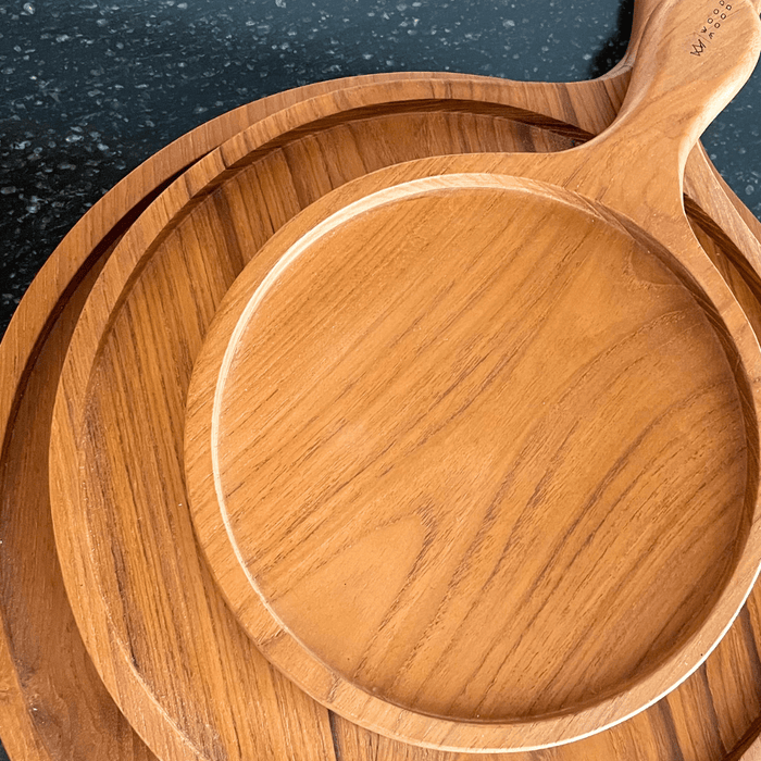 Teak Wood Round Board w/ Handle - Solange & Frances