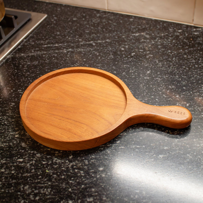Teak Wood Round Board w/ Handle - Solange & Frances