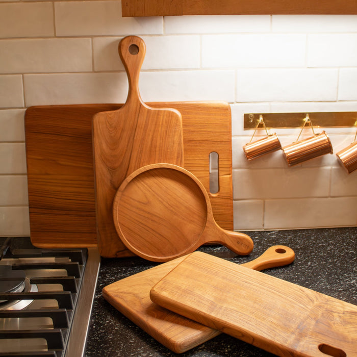 Teak Wood Round Board w/ Handle - Solange & Frances