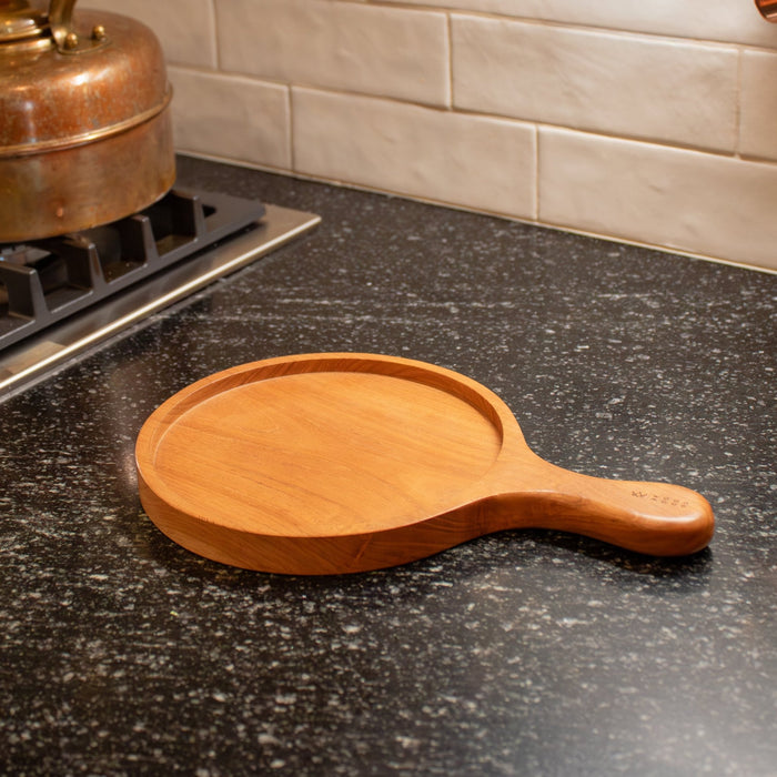 Teak Wood Round Board w/ Handle - Solange & Frances
