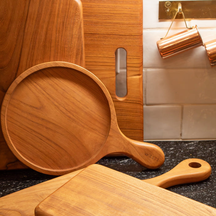 Teak Wood Square Board w/ Handle - Solange & Frances