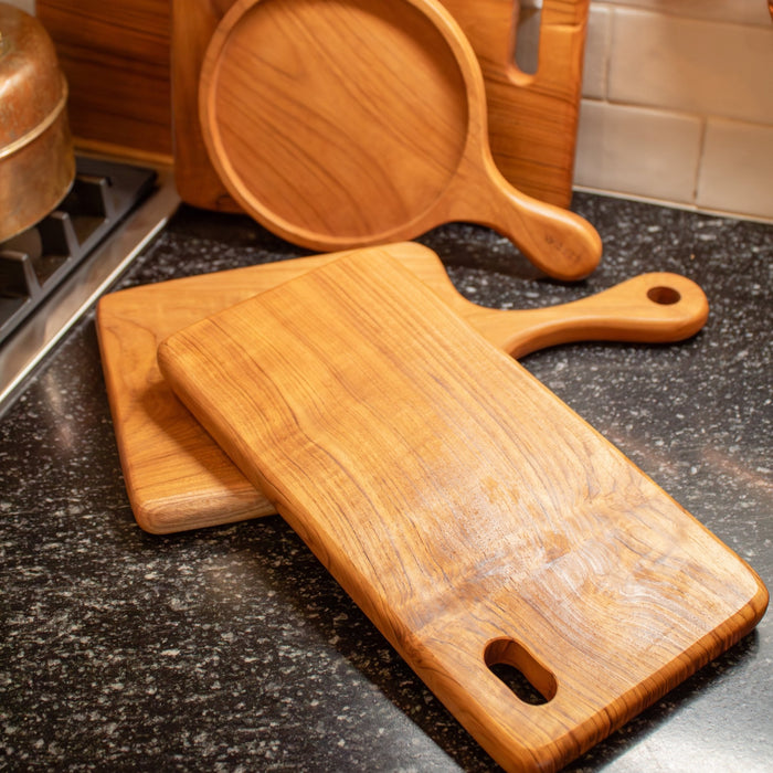 Teak Wood Square Board w/ Handle - Solange & Frances