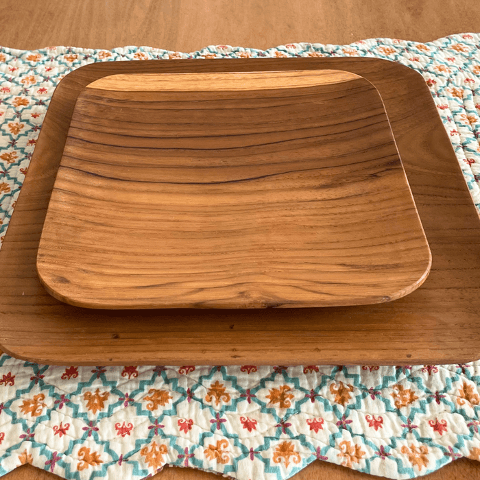 Teak Wood Square Plate - Solange & Frances