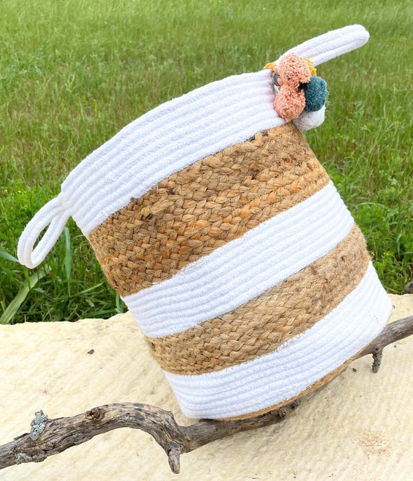 White Cotton Jute Basket - Solange & Frances