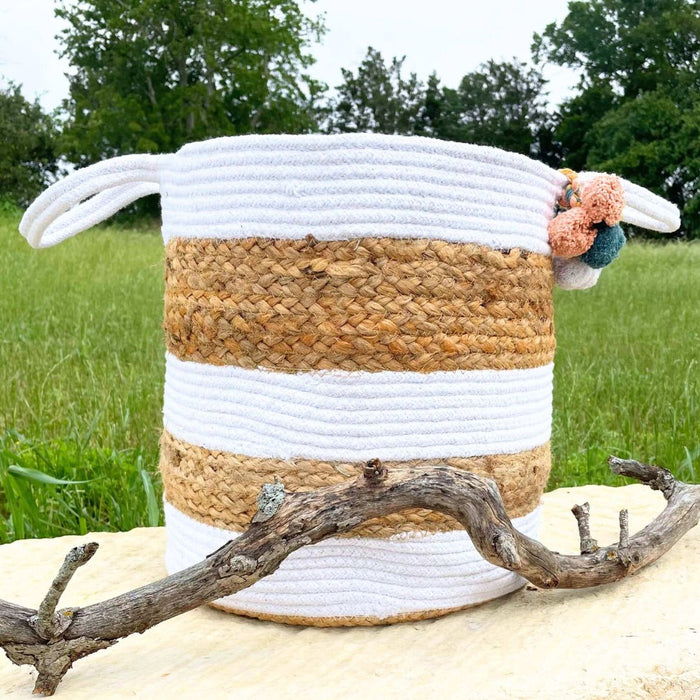 White Cotton Jute Basket - Solange & Frances