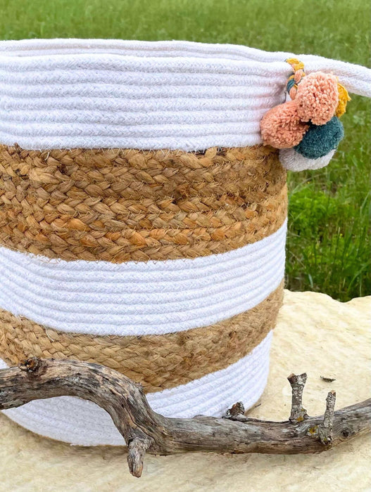 White Cotton Jute Basket - Solange & Frances