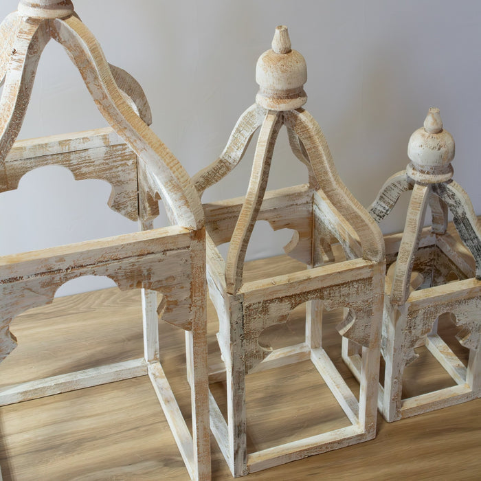 White Distressed Lanterns - Set of 3 - Solange & Frances