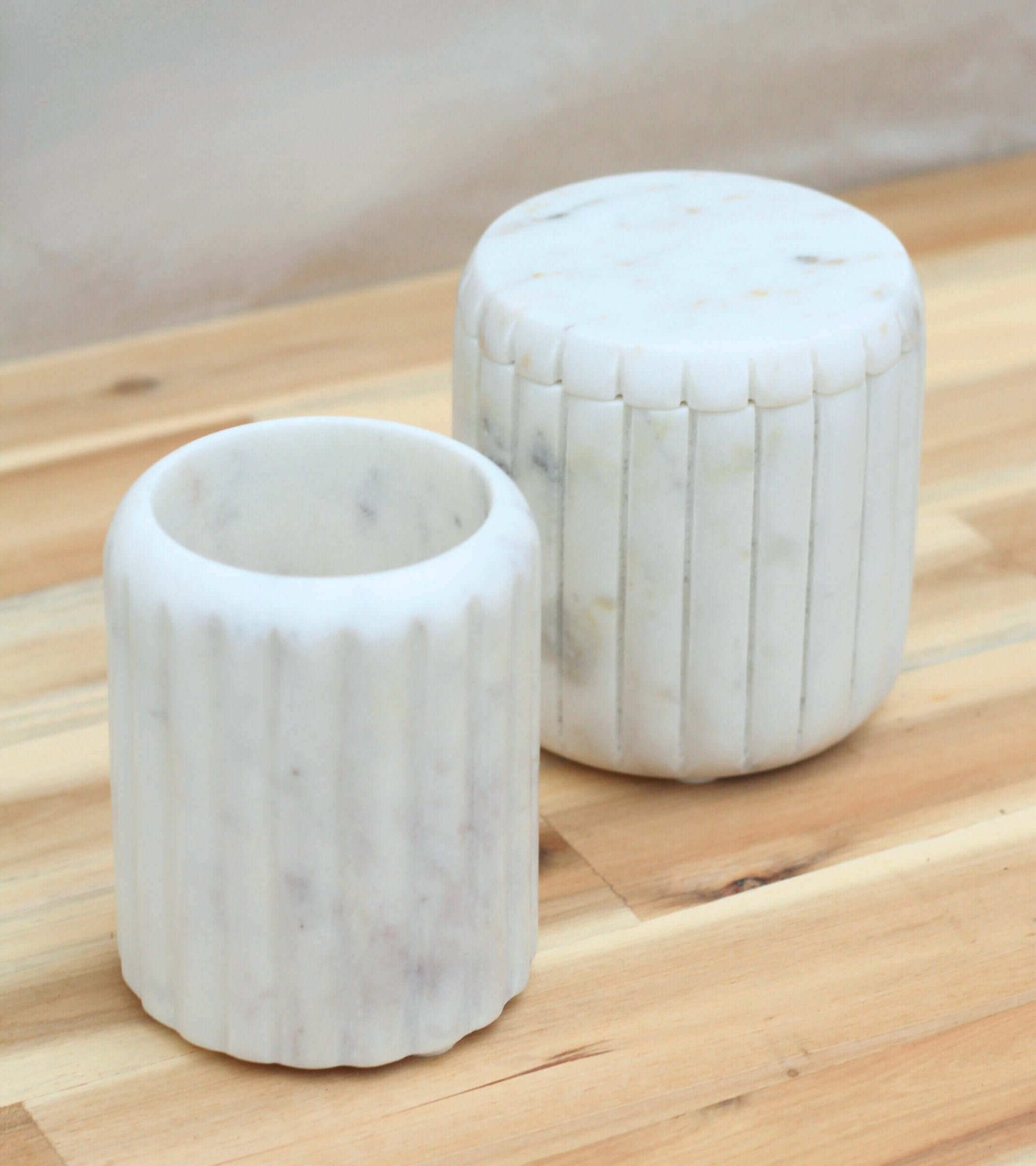 White Marble Canister - Solange & Frances