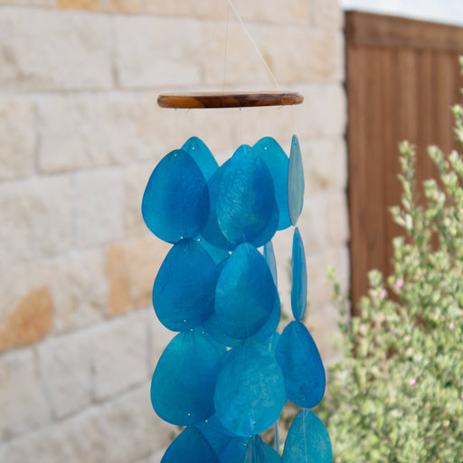 Wind Chimes for Outside - Capiz Shell - Water Drop Blue - Solange & Frances