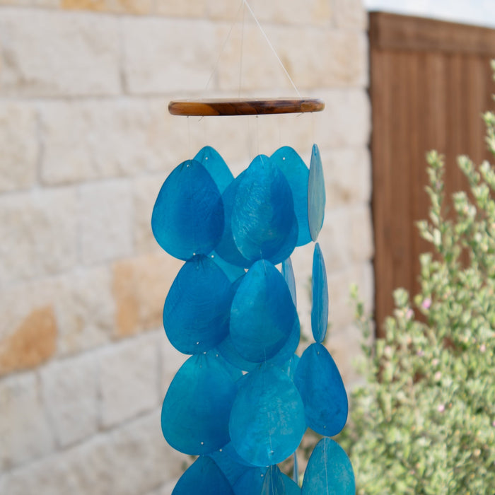 Wind Chimes for Outside - Capiz Shell - Water Drop Blue - Solange & Frances