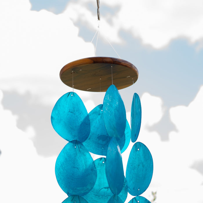 Wind Chimes for Outside - Capiz Shell - Water Drop Blue - Solange & Frances