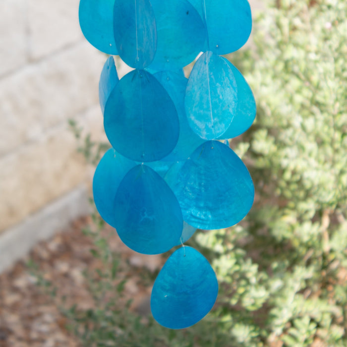 Wind Chimes for Outside - Capiz Shell - Water Drop Blue - Solange & Frances