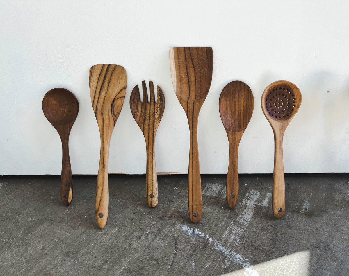 Teakwood Utensil Set – Elegant & Durable6 Piece Teak Wood Utensil Set