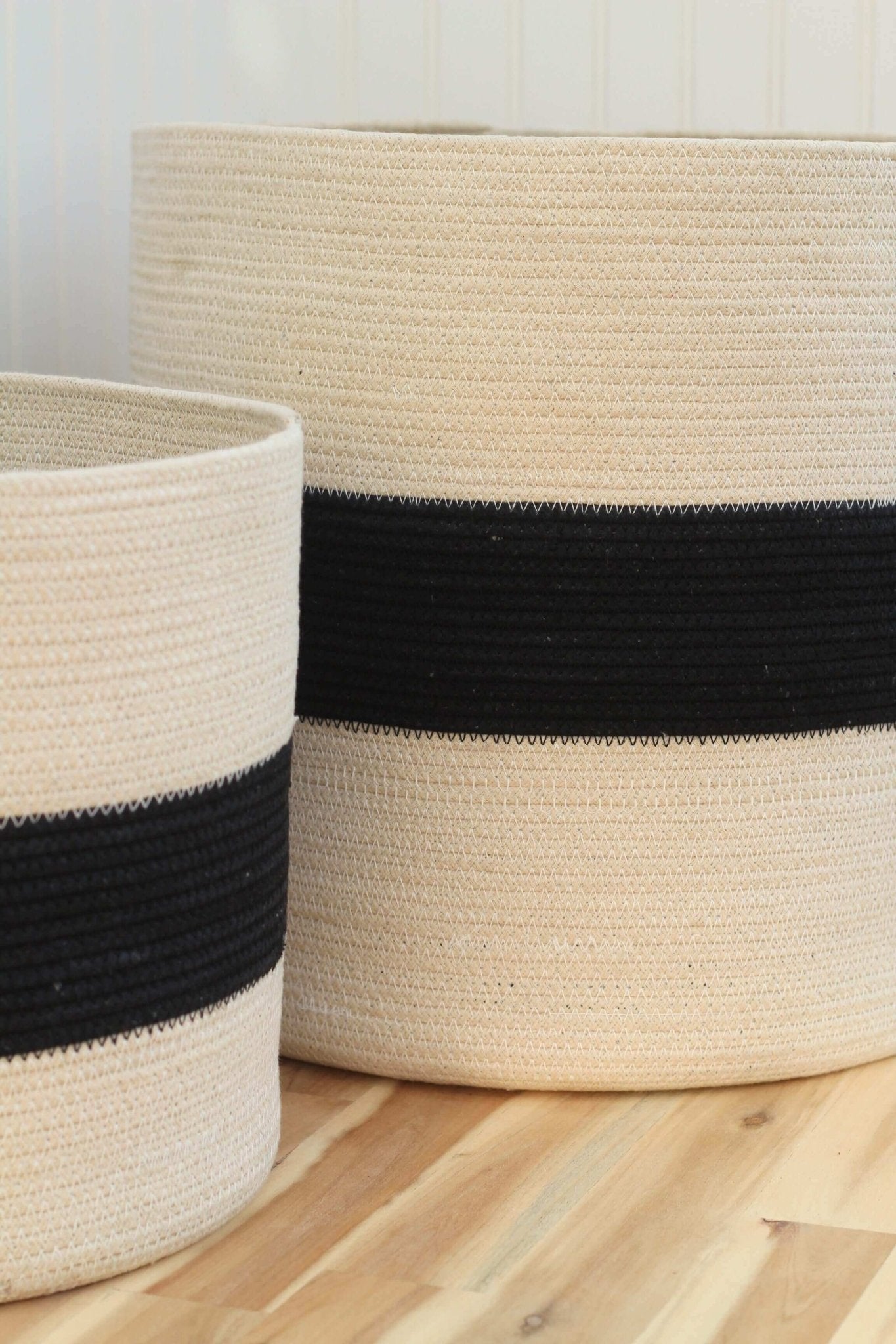 Woven Black & White Baskets - Set of 2 - Solange & Frances