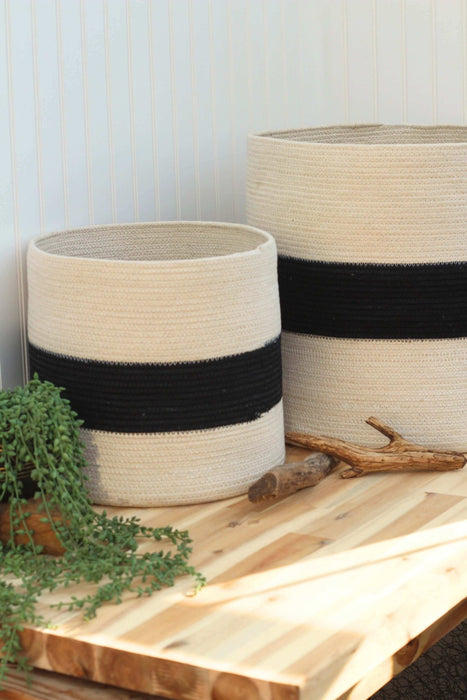Woven Black & White Baskets - Set of 2 - Solange & Frances