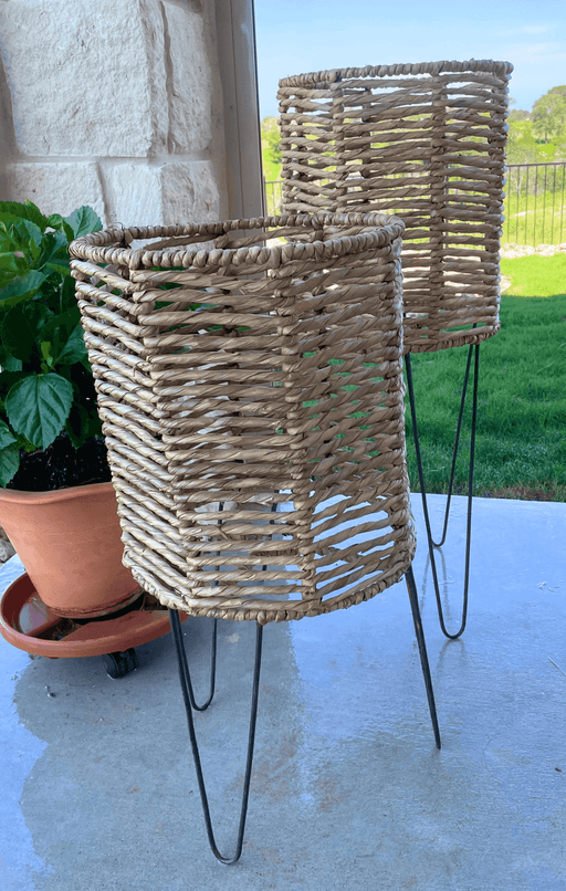 Woven Seagrass Barrel Planter - Solange & Frances