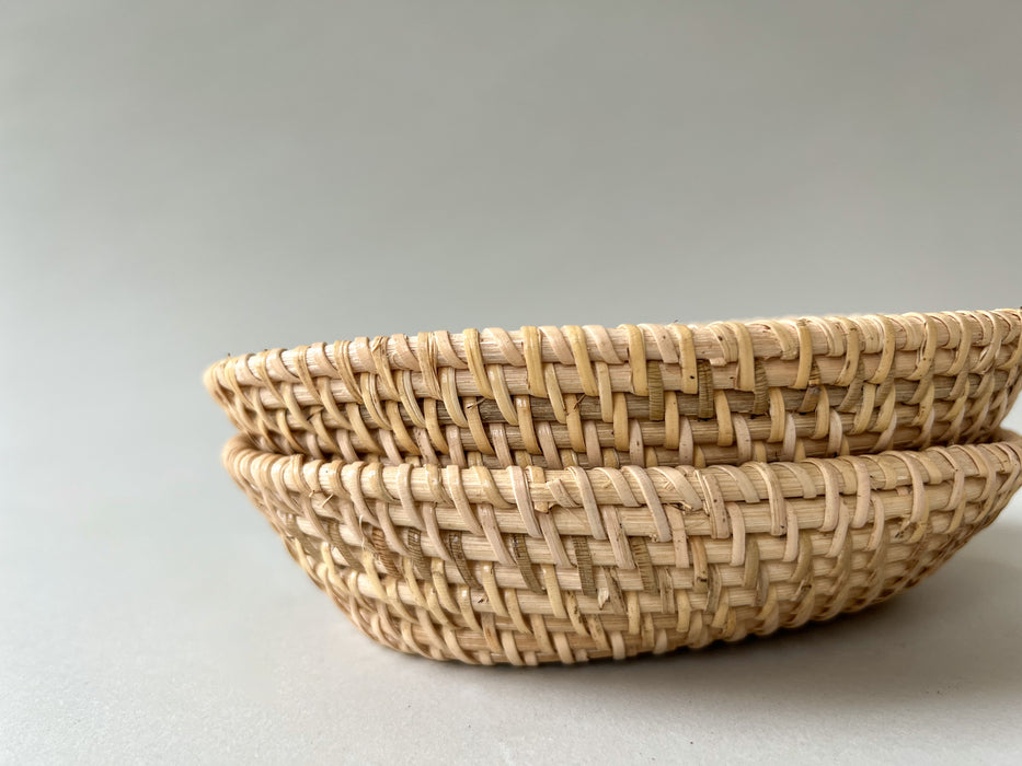 Rattan Oval Stacking Baskets - Set of 2