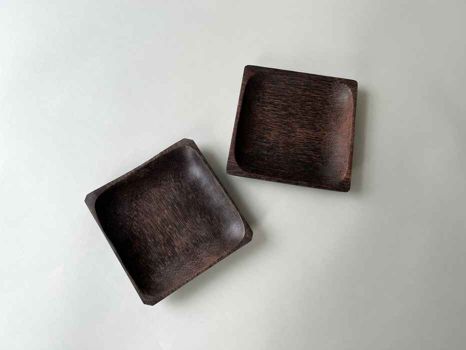 Palm Wood Square Plate Duo