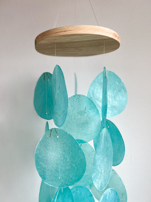 Wind Chimes for Outside - Capiz Shell - Water Drop Blue