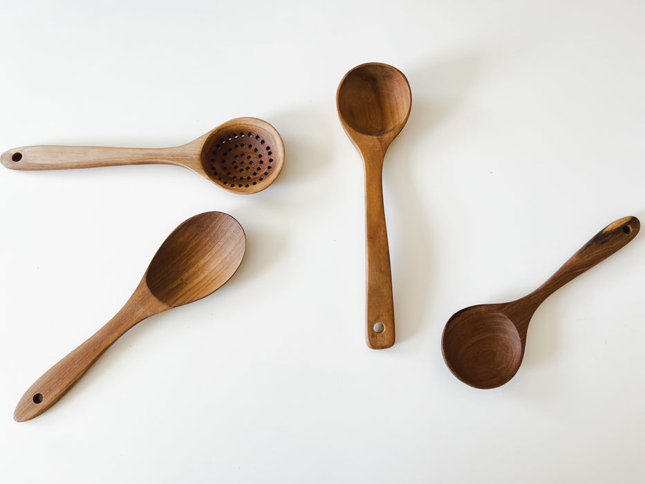 8 Piece Natural Teak Wood Spoons & Kitchen Utensils - Inspire Uplift