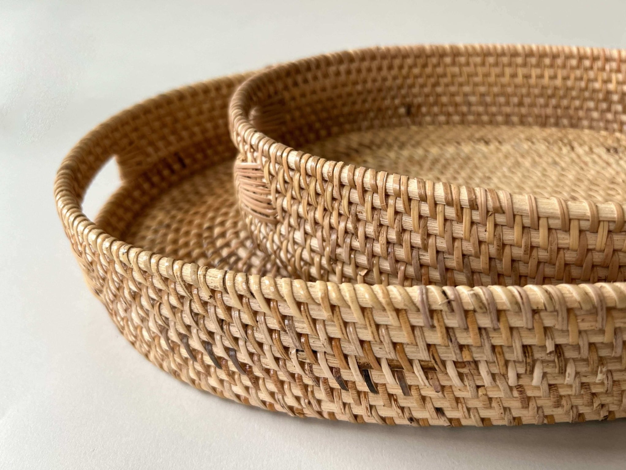 Stackable Oval Containers Rattan Oval Stacking Trays - Set of 2 — Solange & Frances