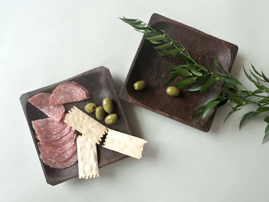 Wood Square Plate Duo - Solange & Frances